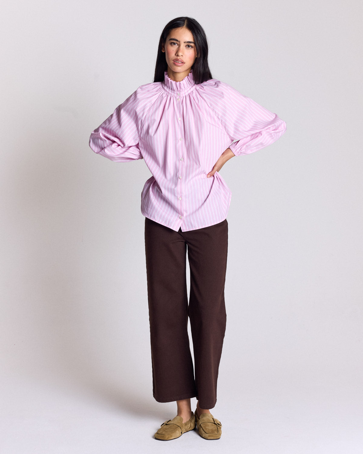 Chemise Camille rayures roses