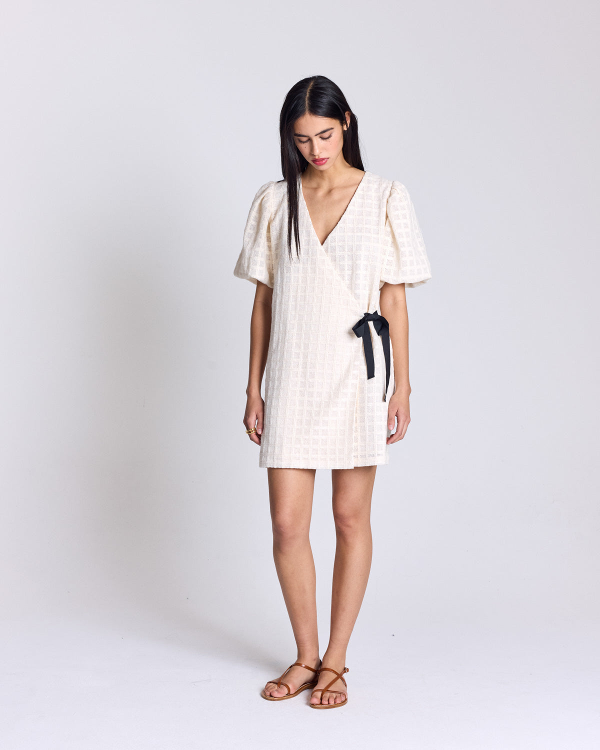 Robe Tosca guipure carreaux écru