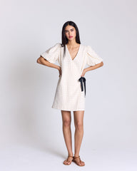 Robe Tosca guipure carreaux écru