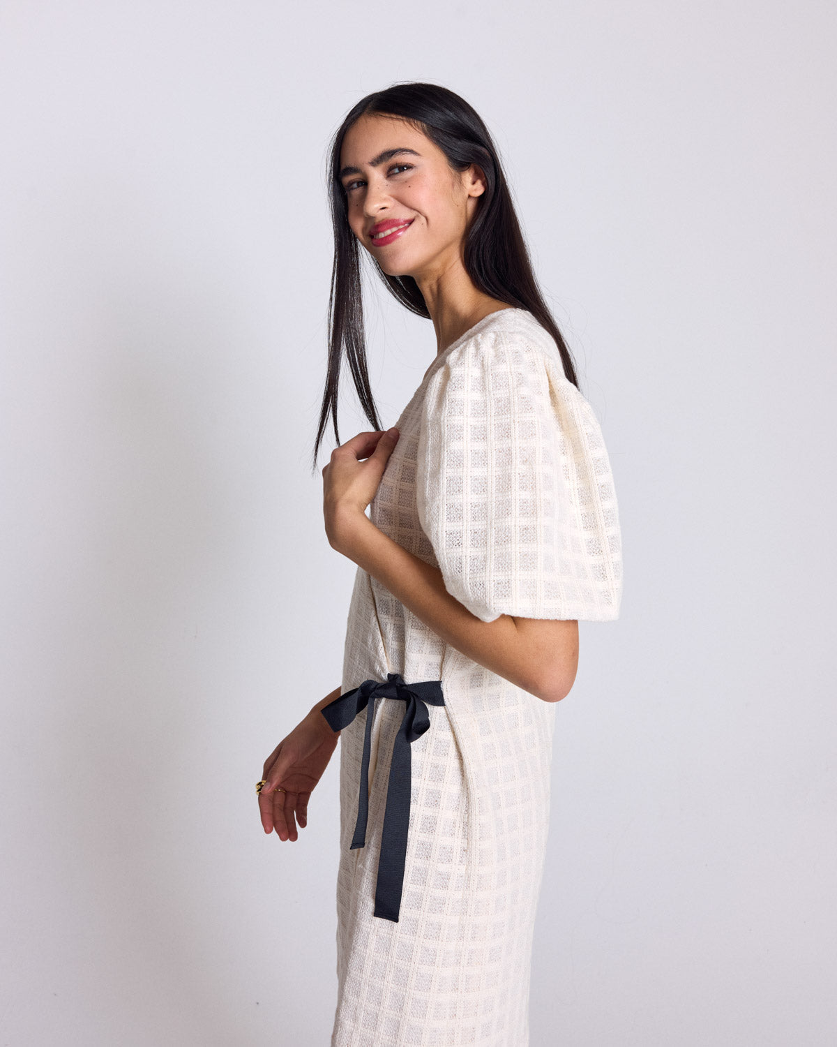 Robe Tosca guipure carreaux écru
