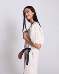 Robe Tosca guipure carreaux écru