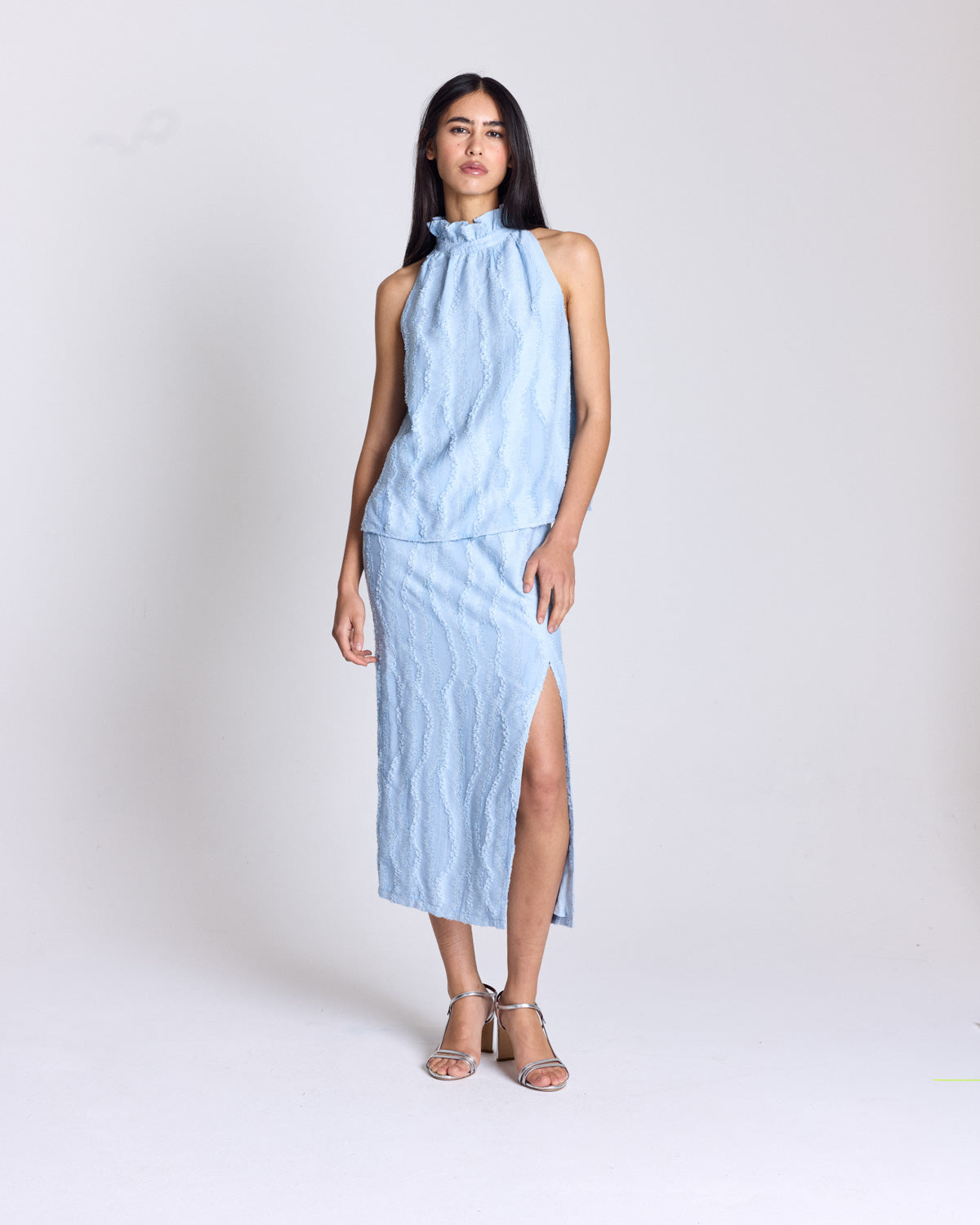 Jupe Donatelle bleu ciel texturé