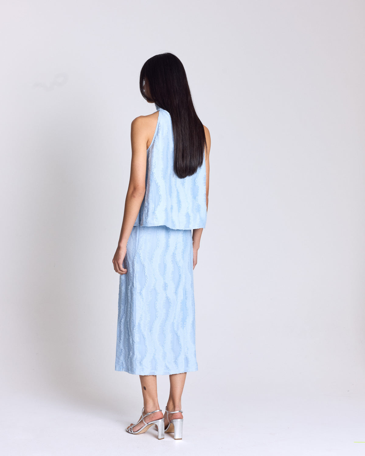Jupe Donatelle bleu ciel texturé