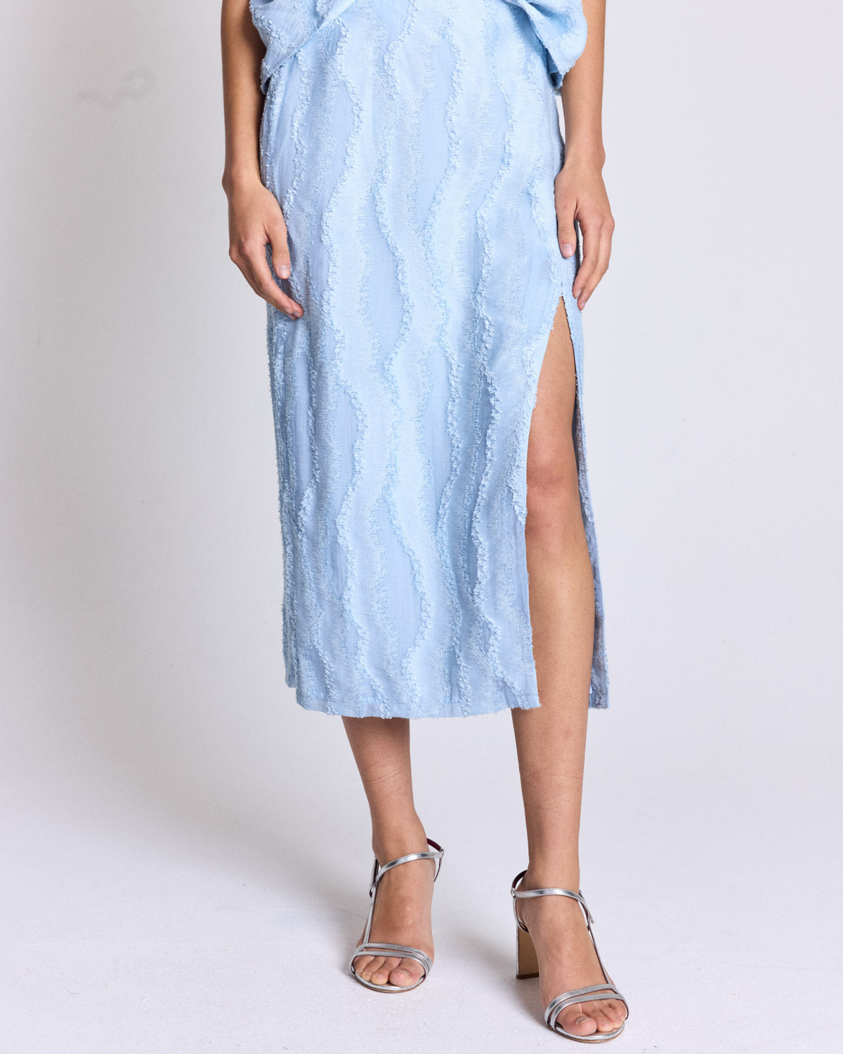 Jupe Donatelle bleu ciel texturé