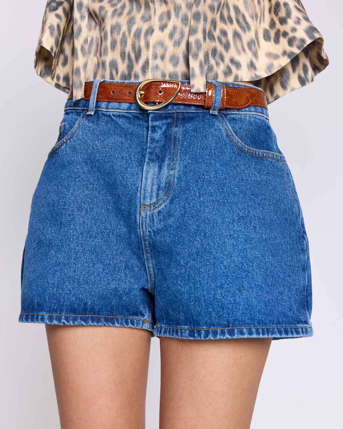 Ceinture Basma vernis embossé camel