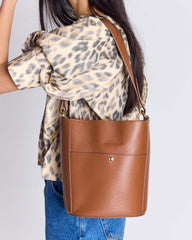 Sac Sofia grainé cognac intérieur orange