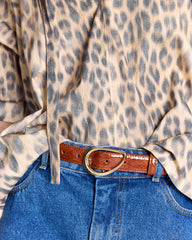 Ceinture Basma vernis embossé camel