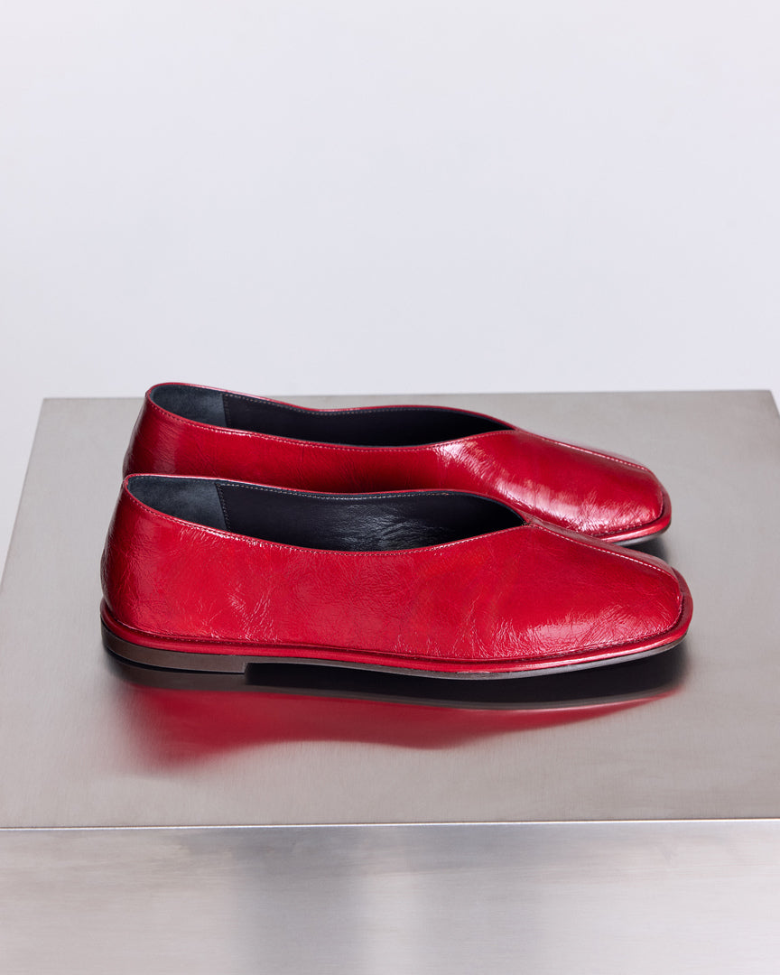Ballerines Elise vernis froissé rouge