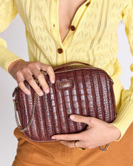 Sac Grand César cognac embossé