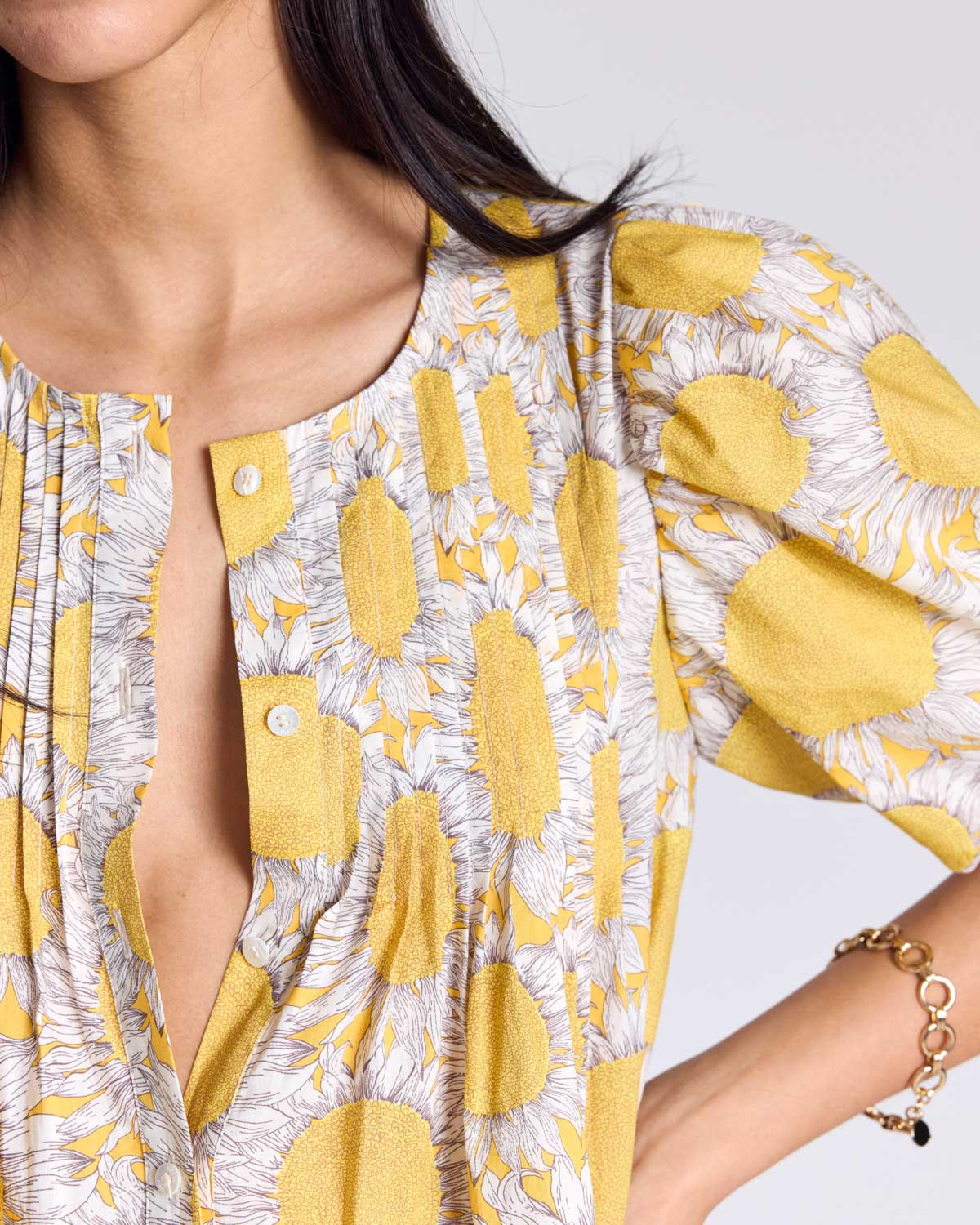 Robe Lavanda imprimé Liberty tournesols jaune