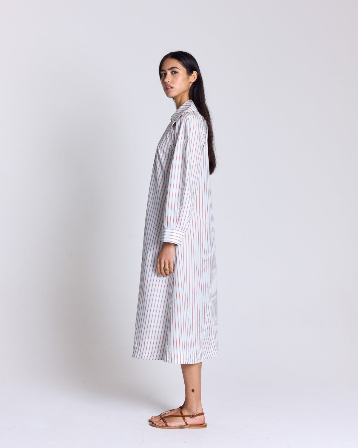 Robe Segolene rayures rouge fond blanc