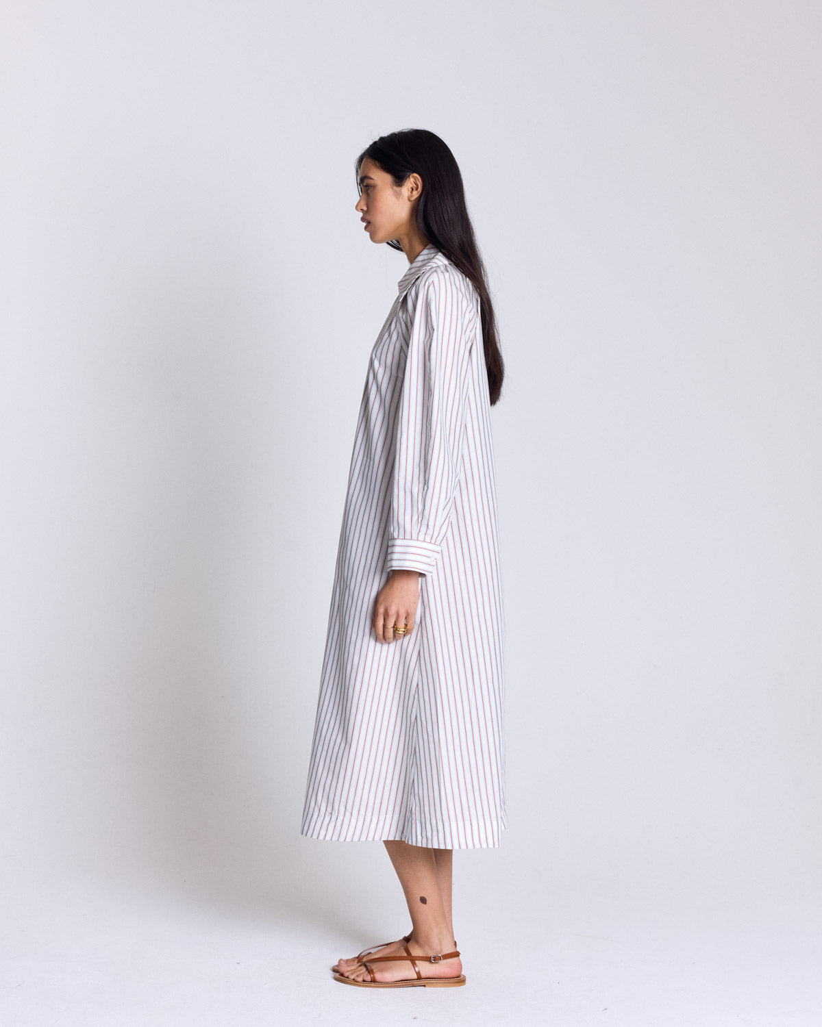 Robe Segolene rayures rouge fond blanc