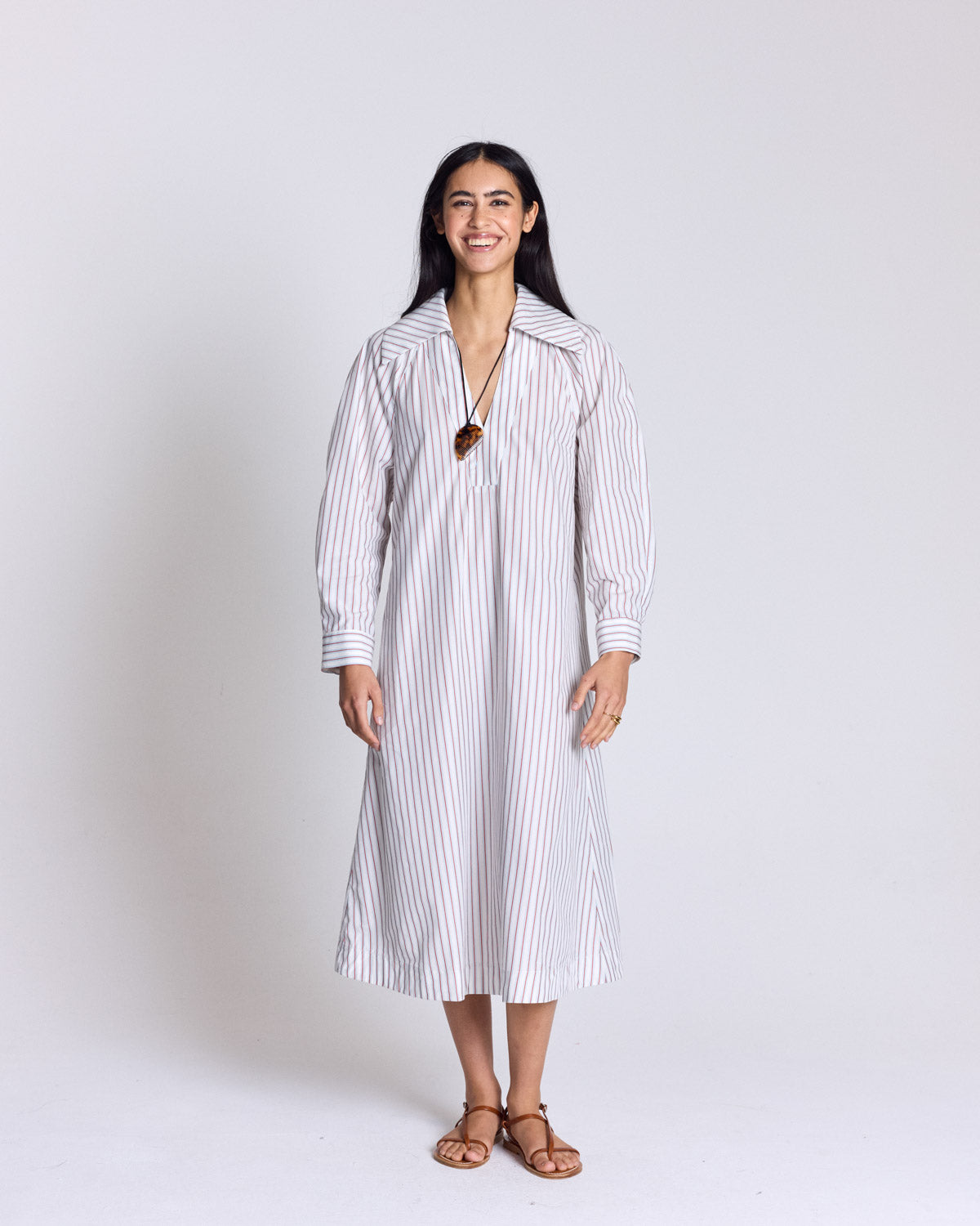 Robe Segolene rayures rouge fond blanc