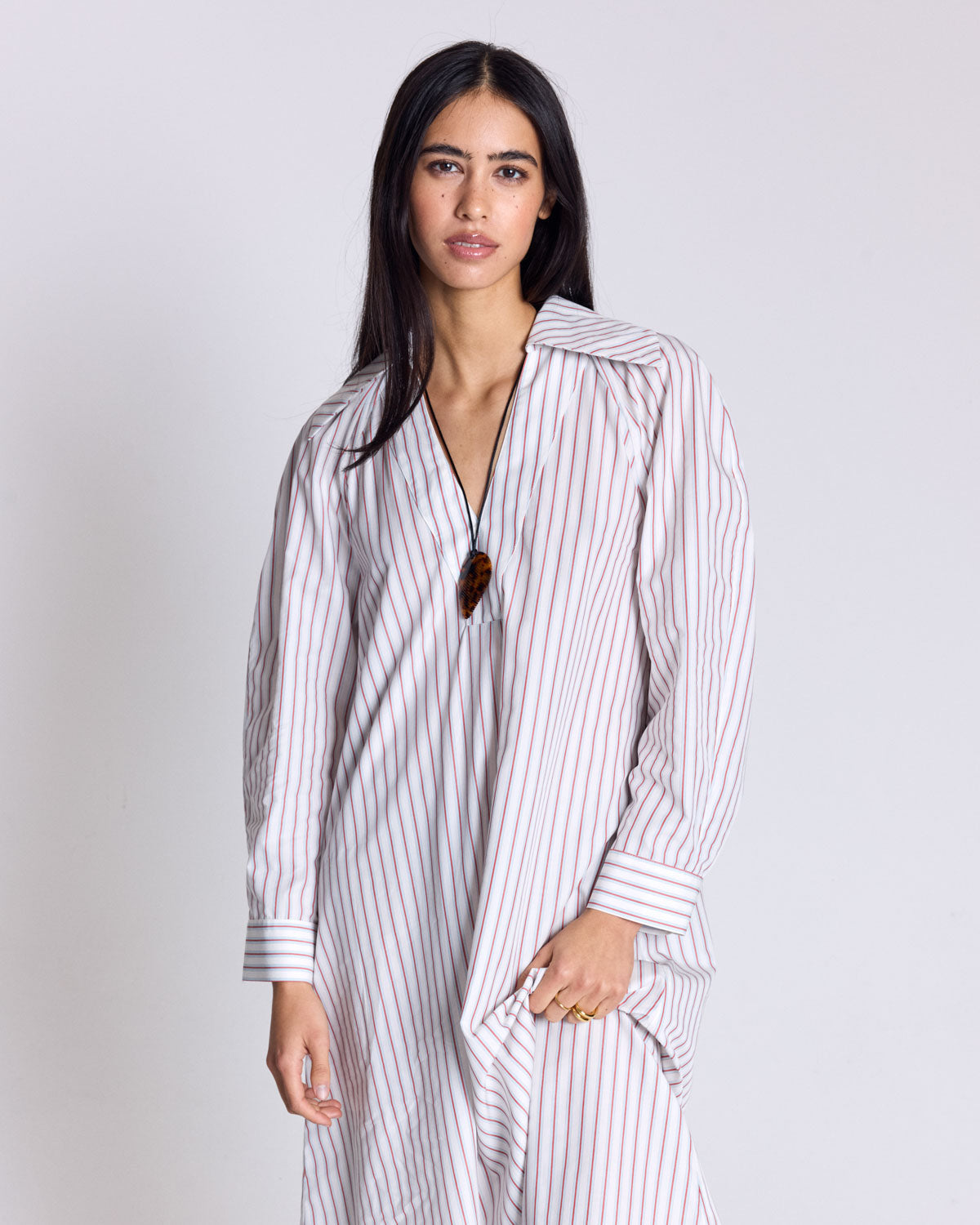 Robe Segolene rayures rouge fond blanc