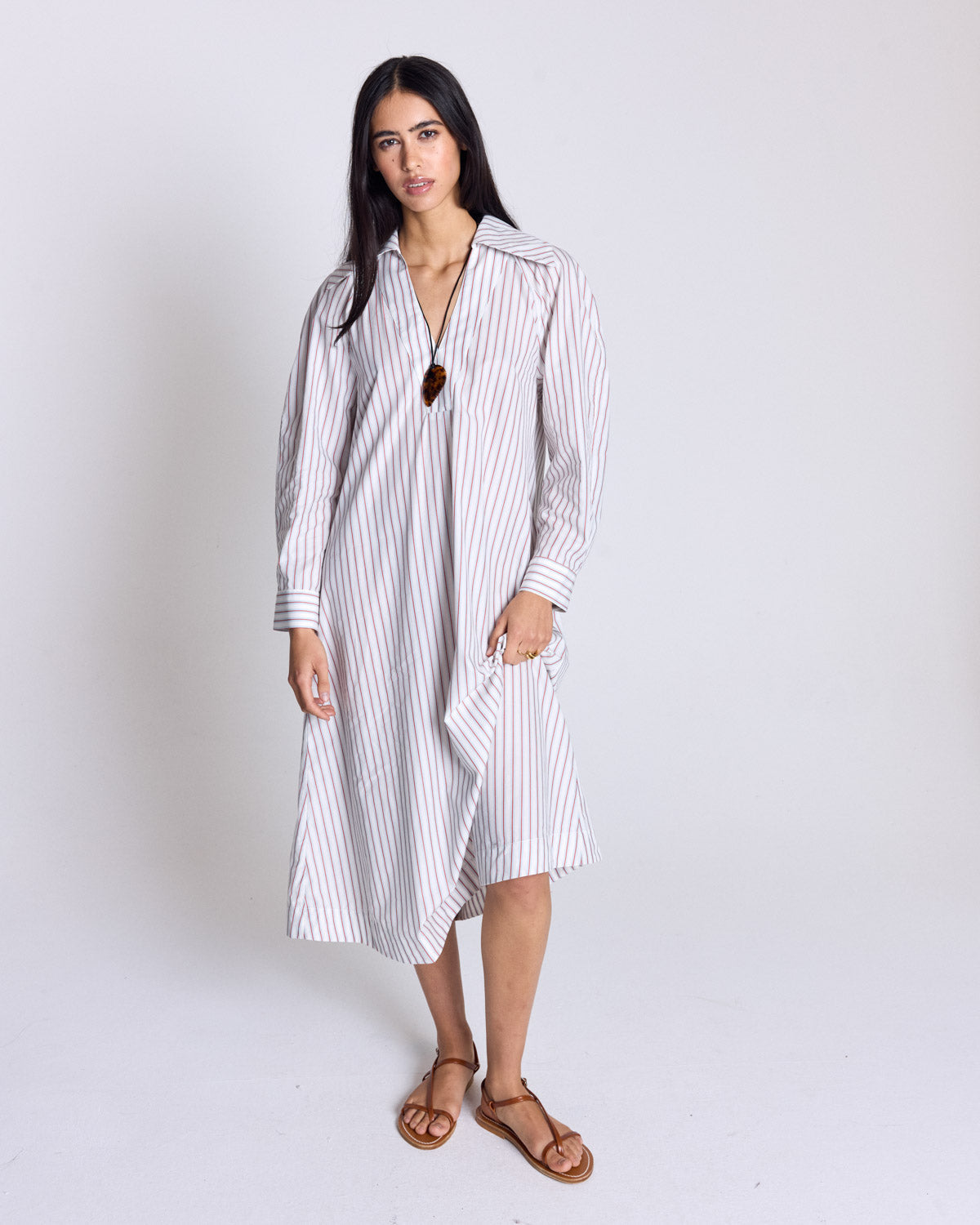 Robe Segolene rayures rouge fond blanc