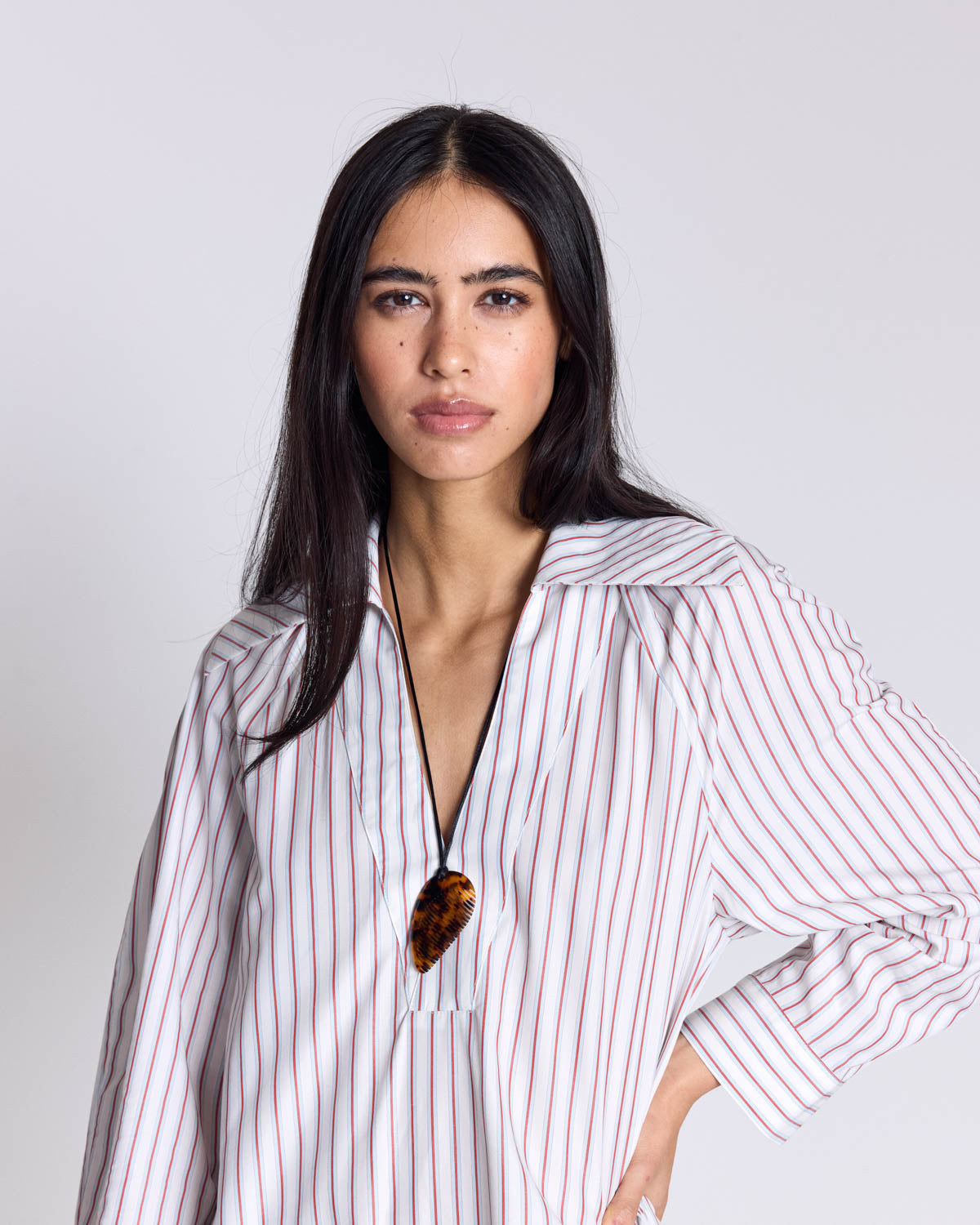 Robe Segolene rayures rouge fond blanc