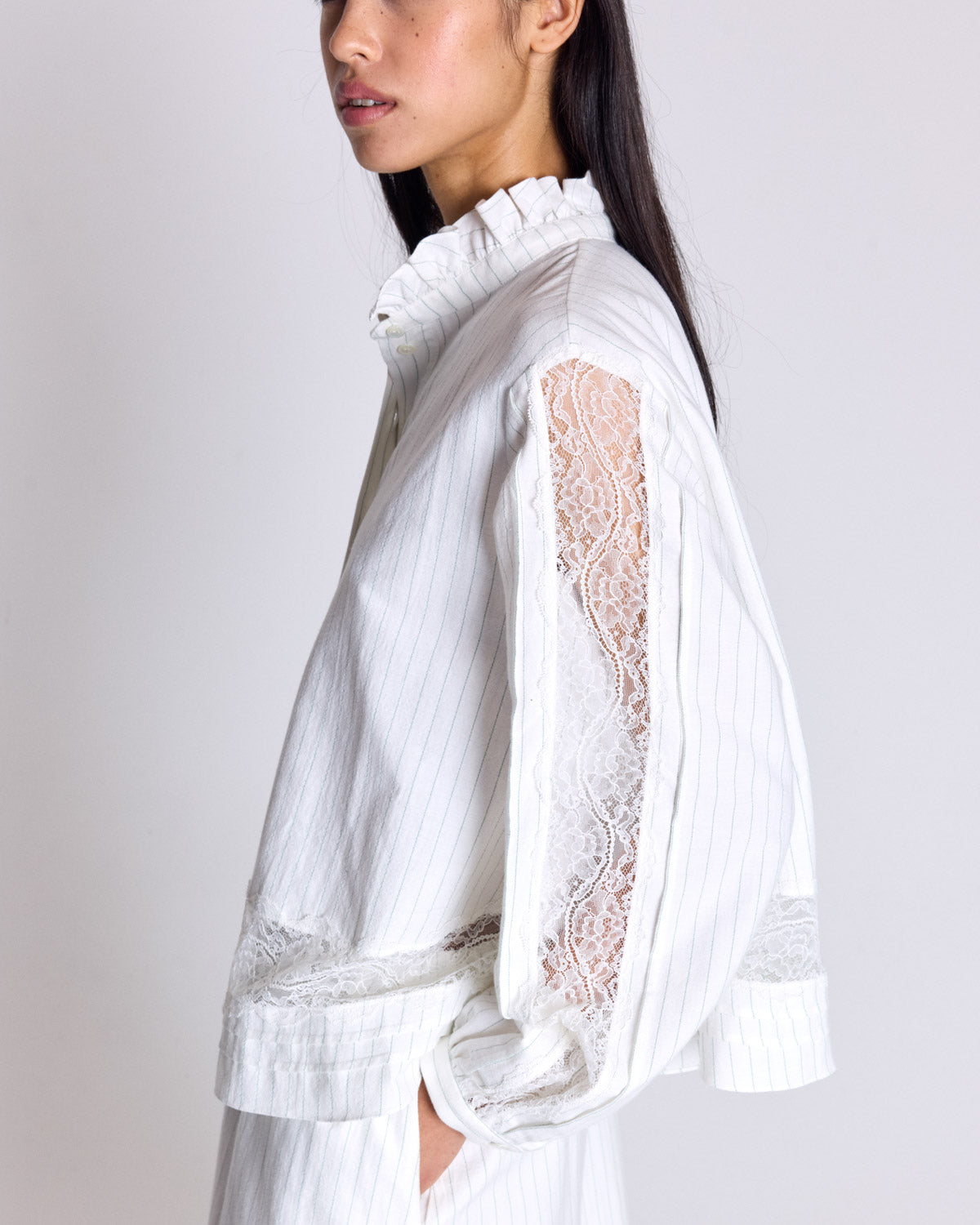 Blouse Eloise rayures vert et écru