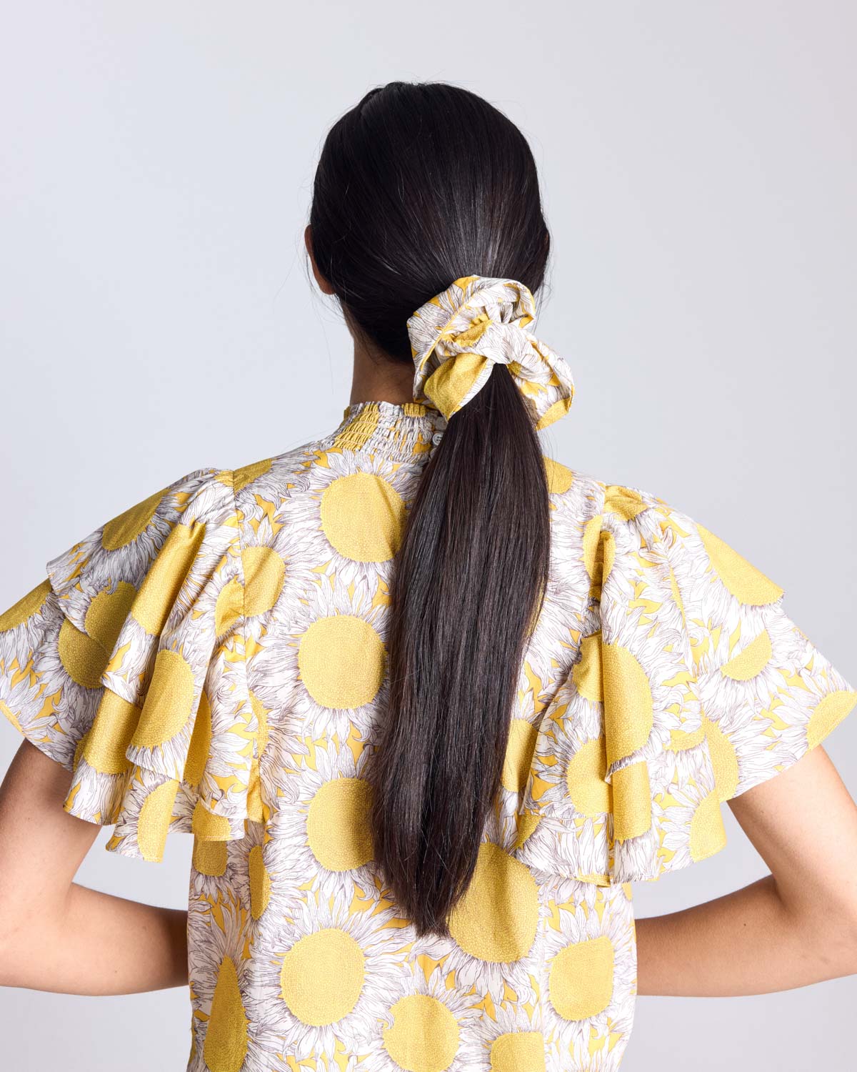 Chouchou Billy XL imprimé Liberty tournesols jaune