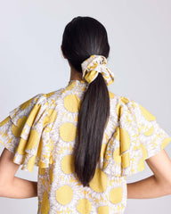 Chouchou Billy XL imprimé Liberty tournesols jaune