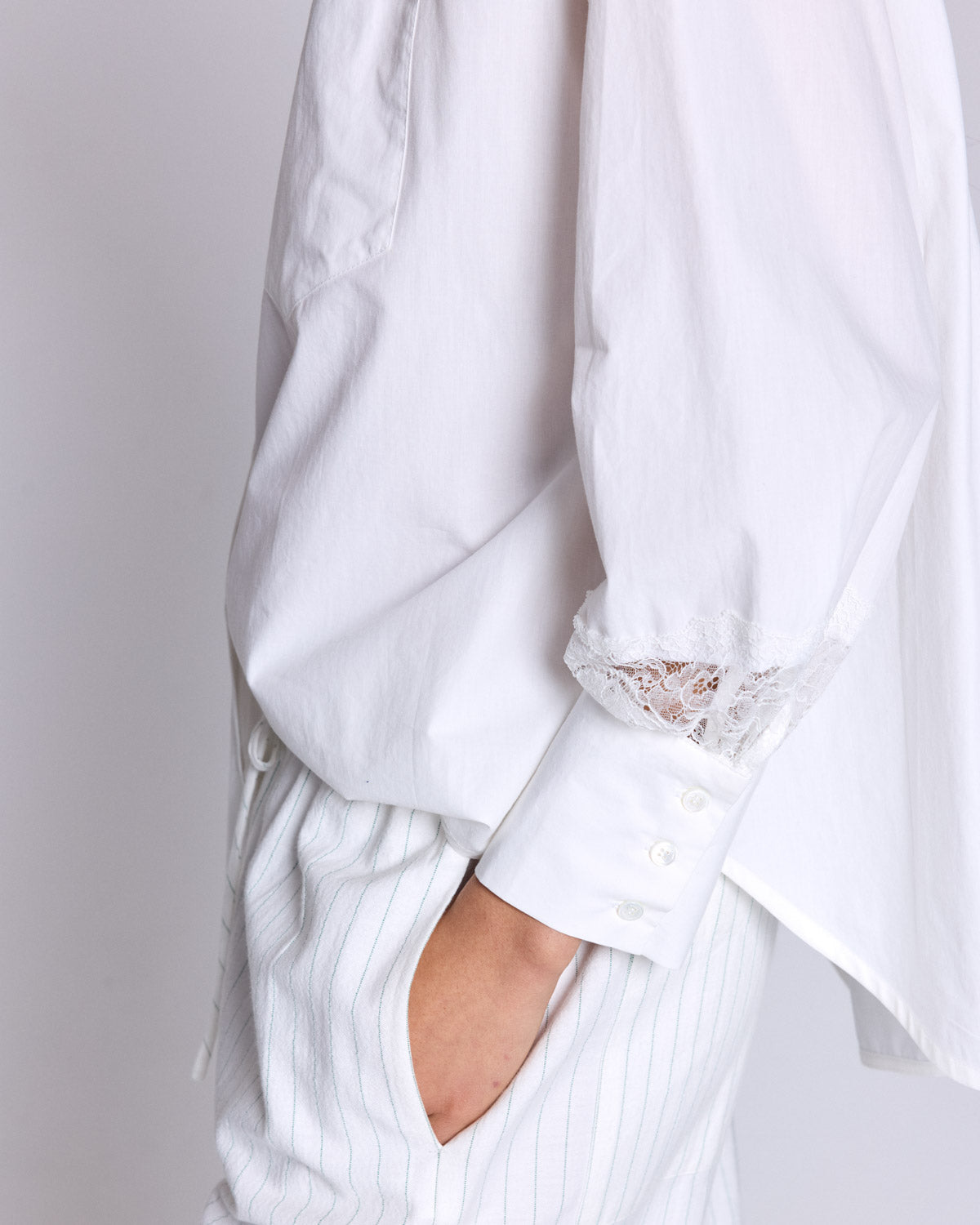 Chemise Leonor blanc naturel et dentelle