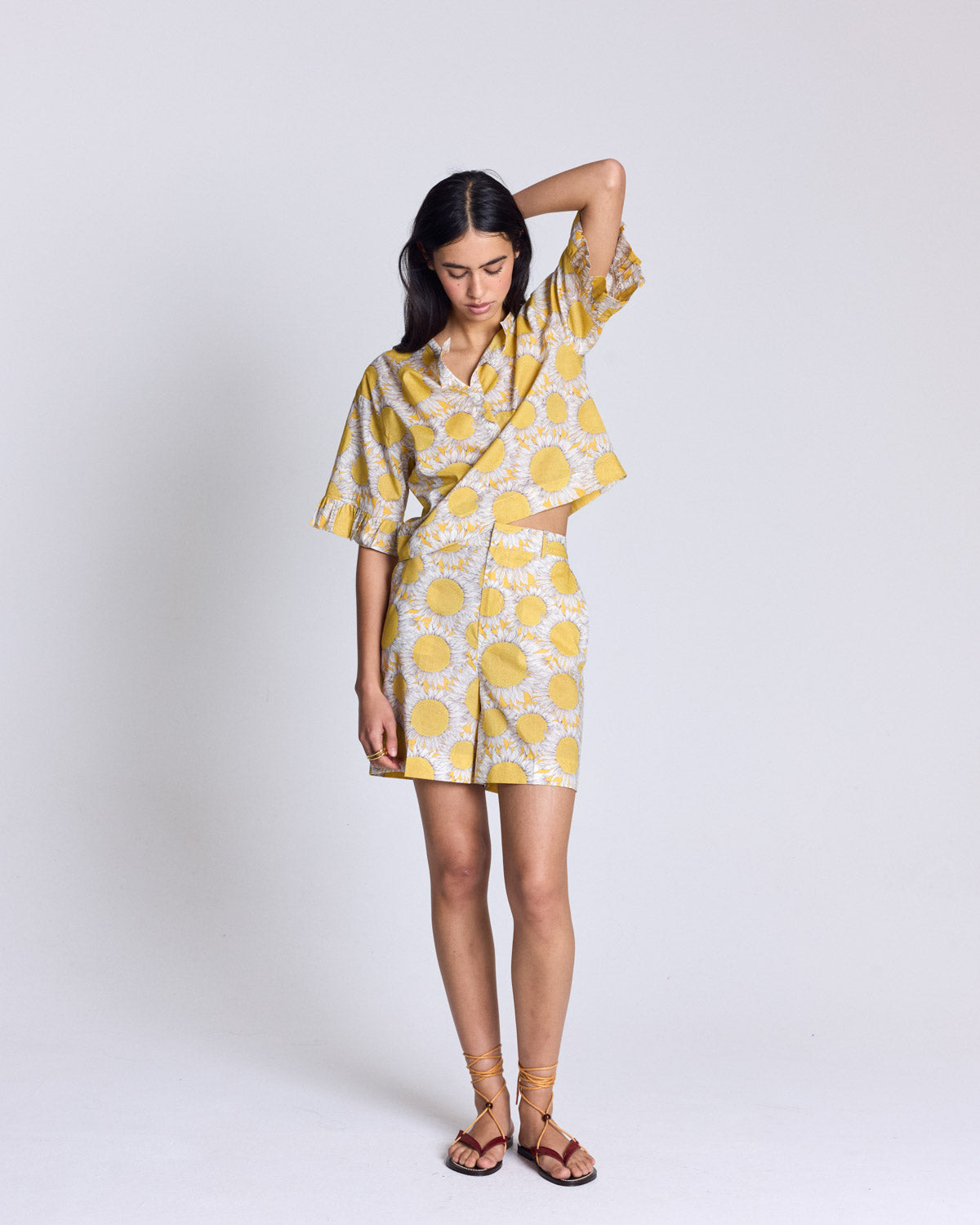 Bermuda Aly imprimé Liberty tournesols jaune