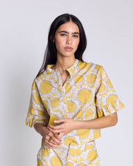 Blouse Constantine imprimé Liberty tournesols jaune