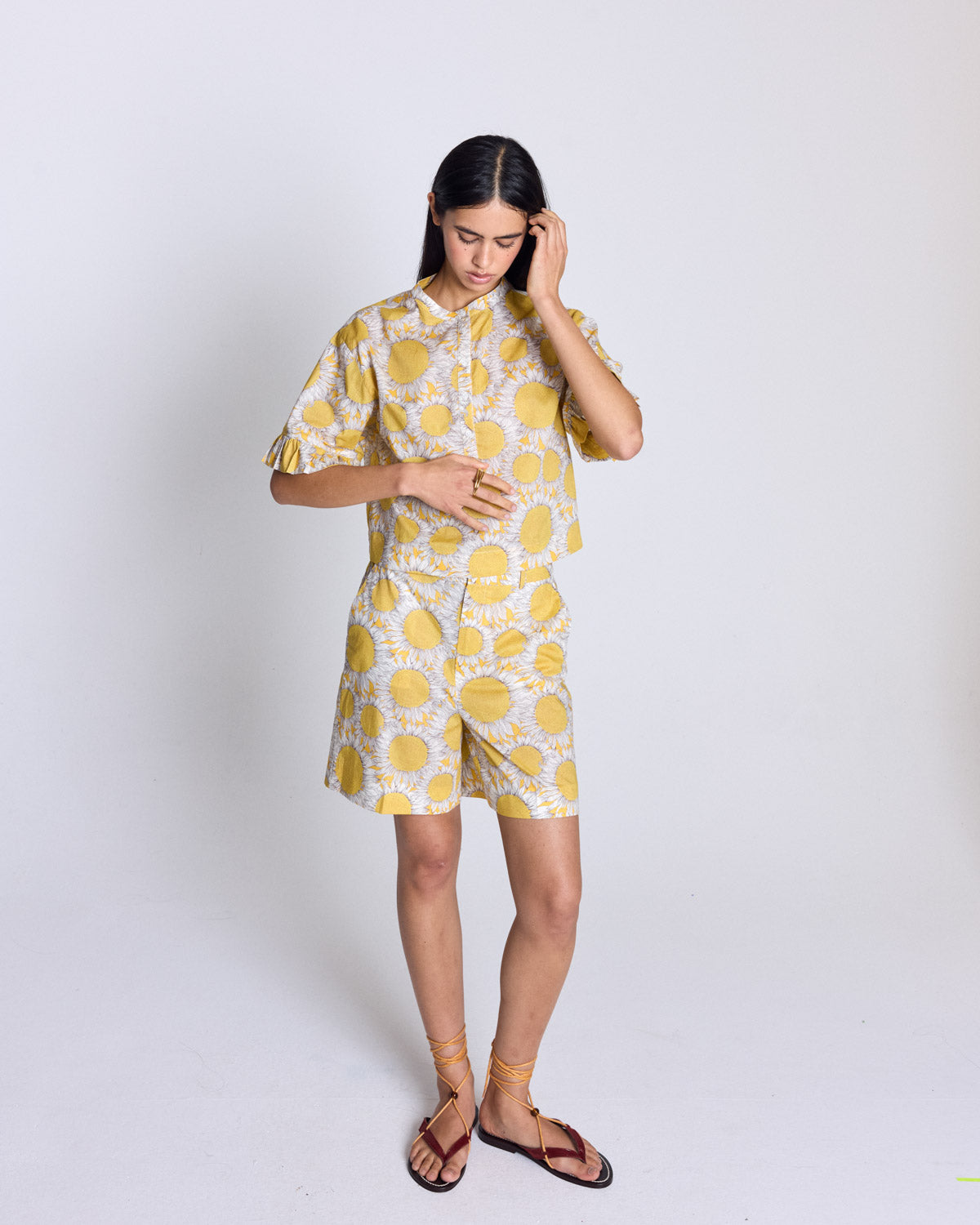 Blouse Constantine imprimé Liberty tournesols jaune