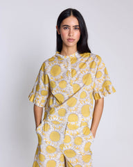 Blouse Constantine imprimé Liberty tournesols jaune