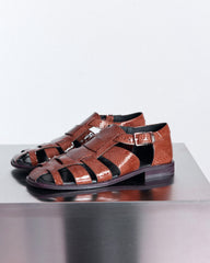 Sandales Luce vernis embossé camel