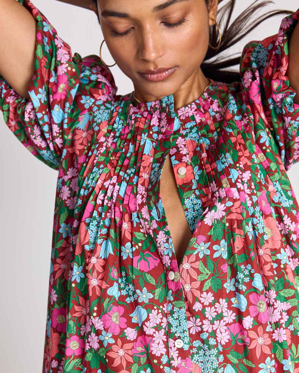 Robe Lavanda imprimé Liberty rose et bordeaux