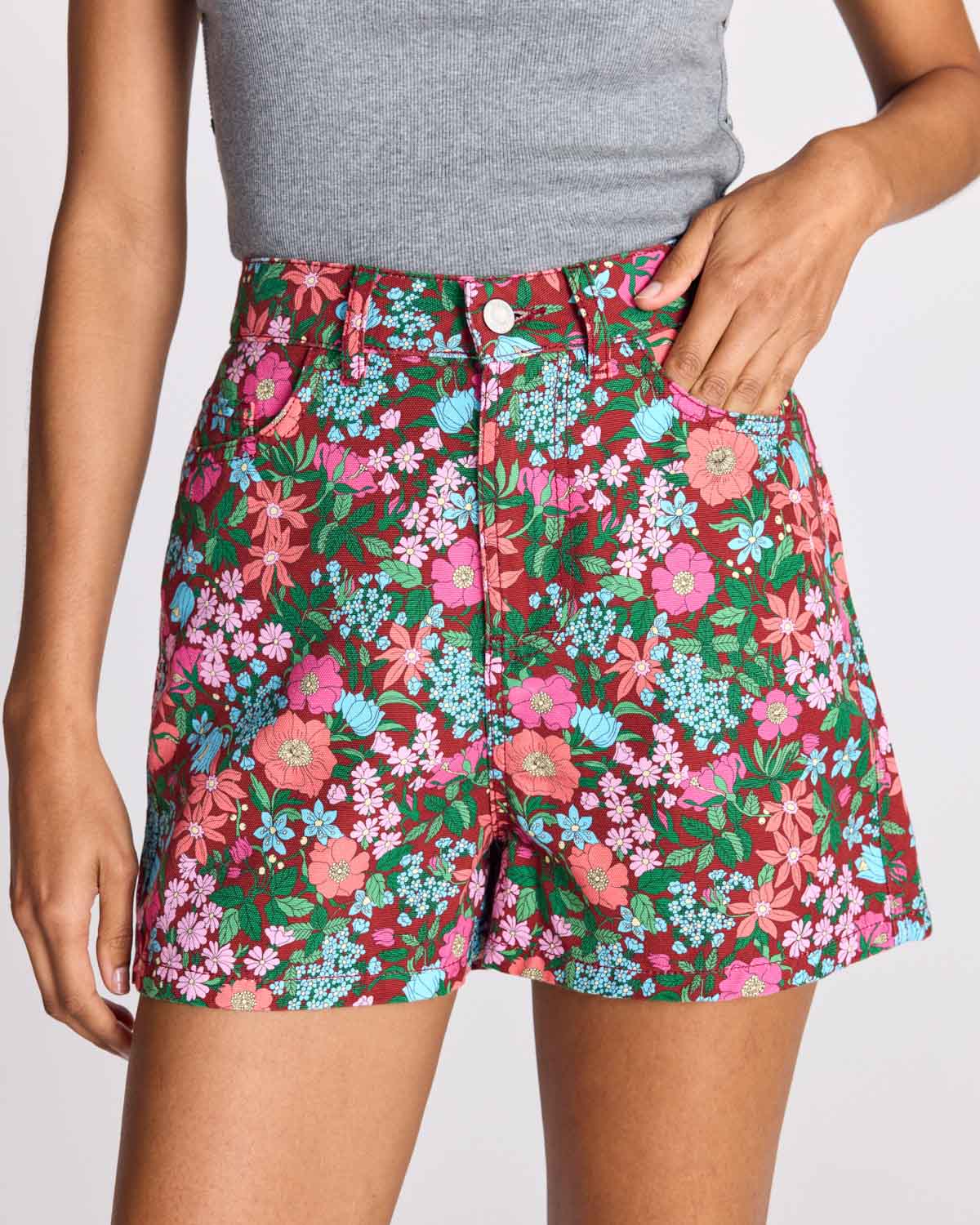 Short Triomphe imprimé Liberty rose et bordeaux