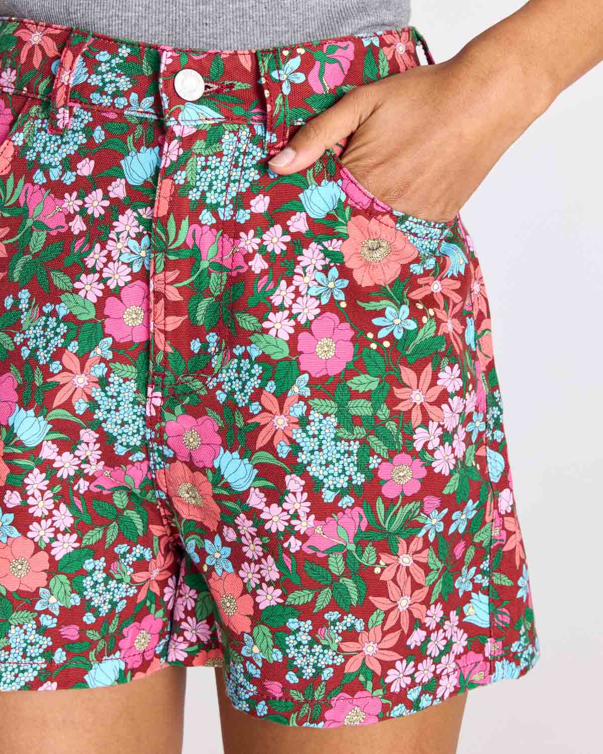 Short Triomphe imprimé Liberty rose et bordeaux
