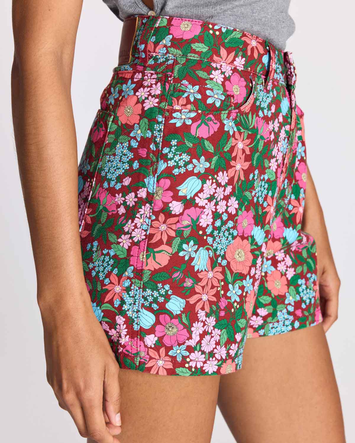 Short Triomphe imprimé Liberty rose et bordeaux
