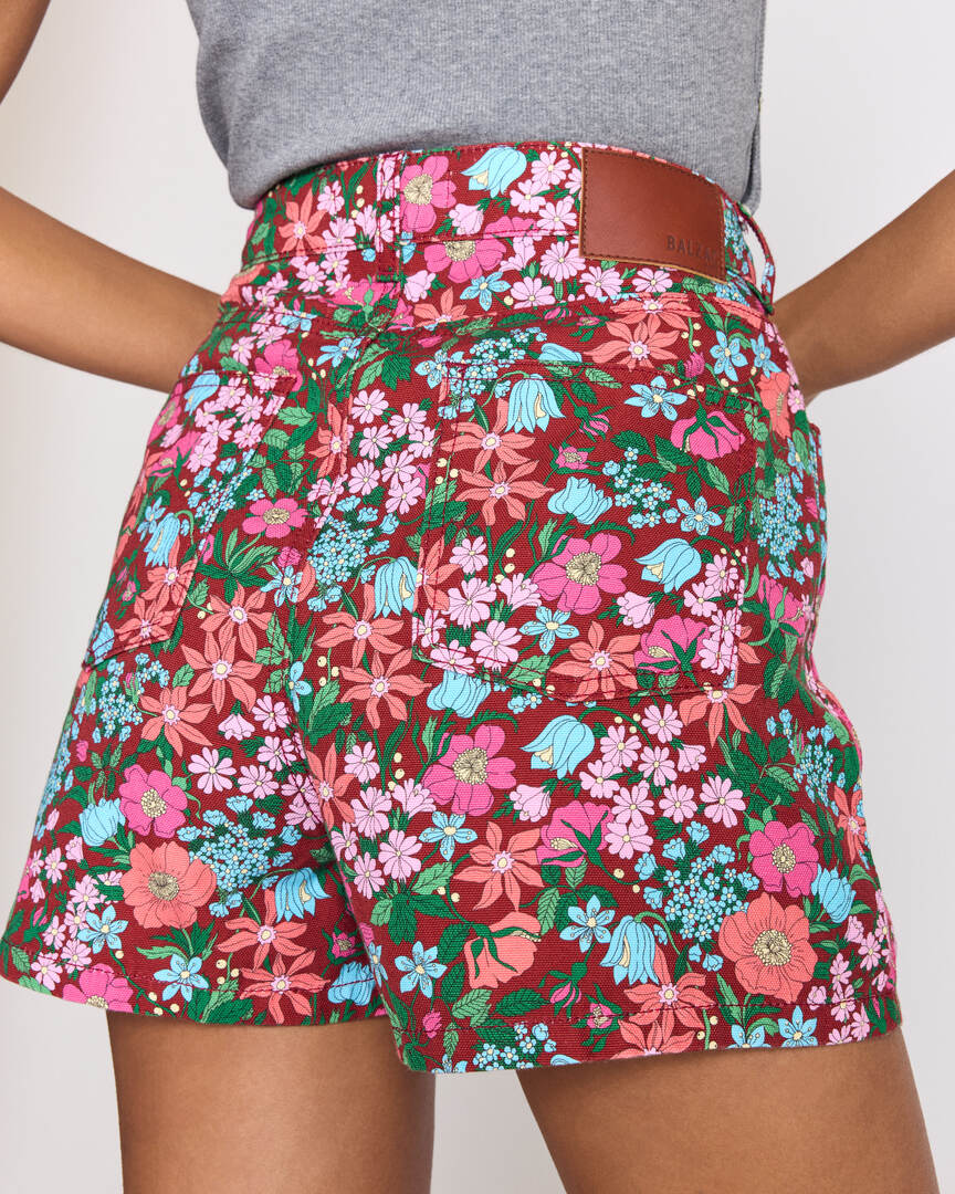 Short Triomphe imprimé Liberty rose et bordeaux
