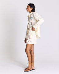 Chemise Anne blanc ivoire et broderies multicolores