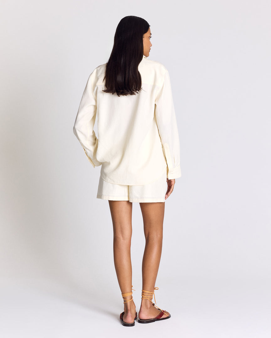 Chemise Anne blanc ivoire et broderies multicolores
