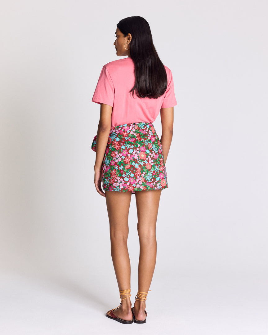 Jupe Myriel imprimé Liberty rose et bordeaux