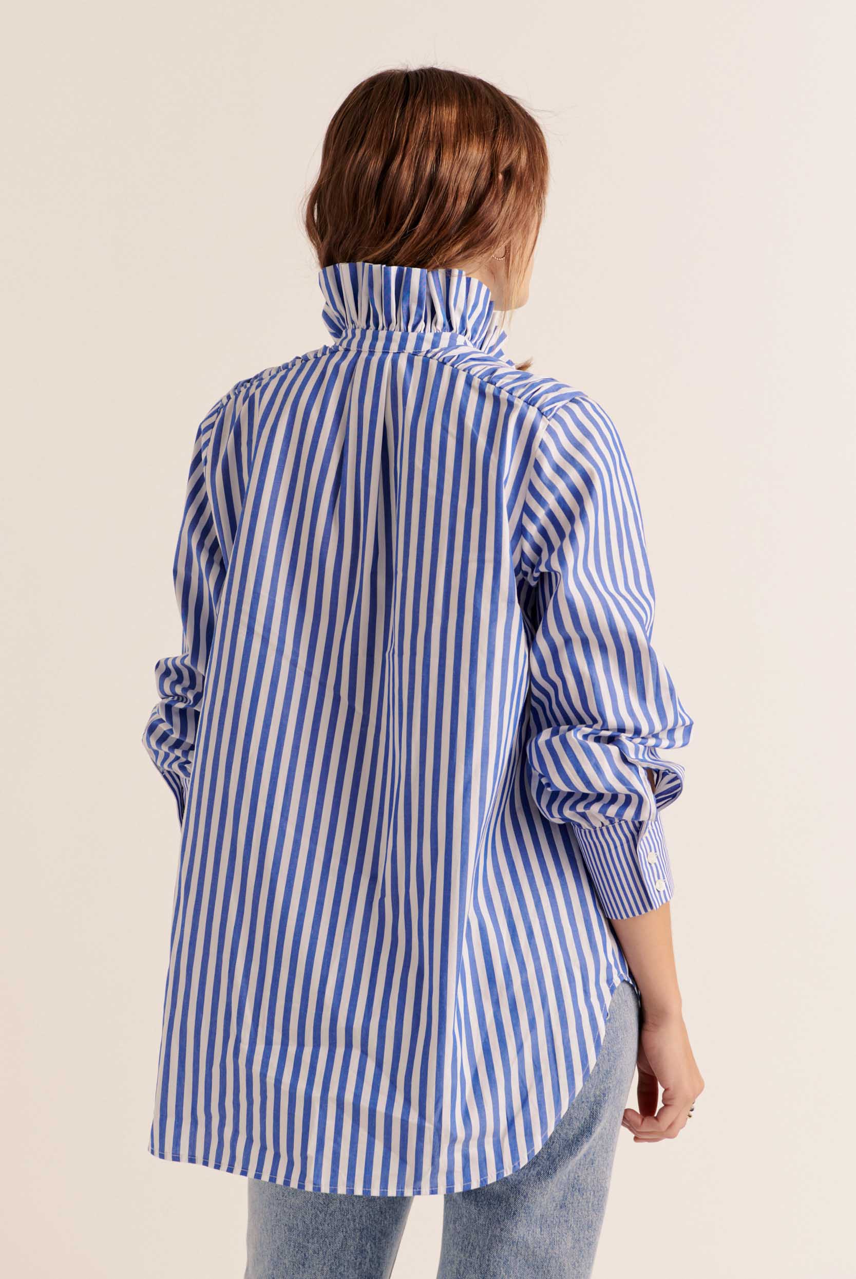 Chemise Léonor rayures blanc et bleu