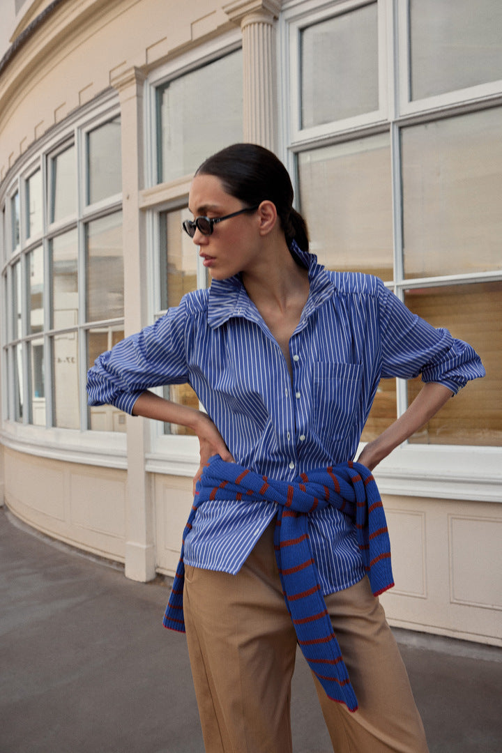 Chemise Léonor rayures bleu