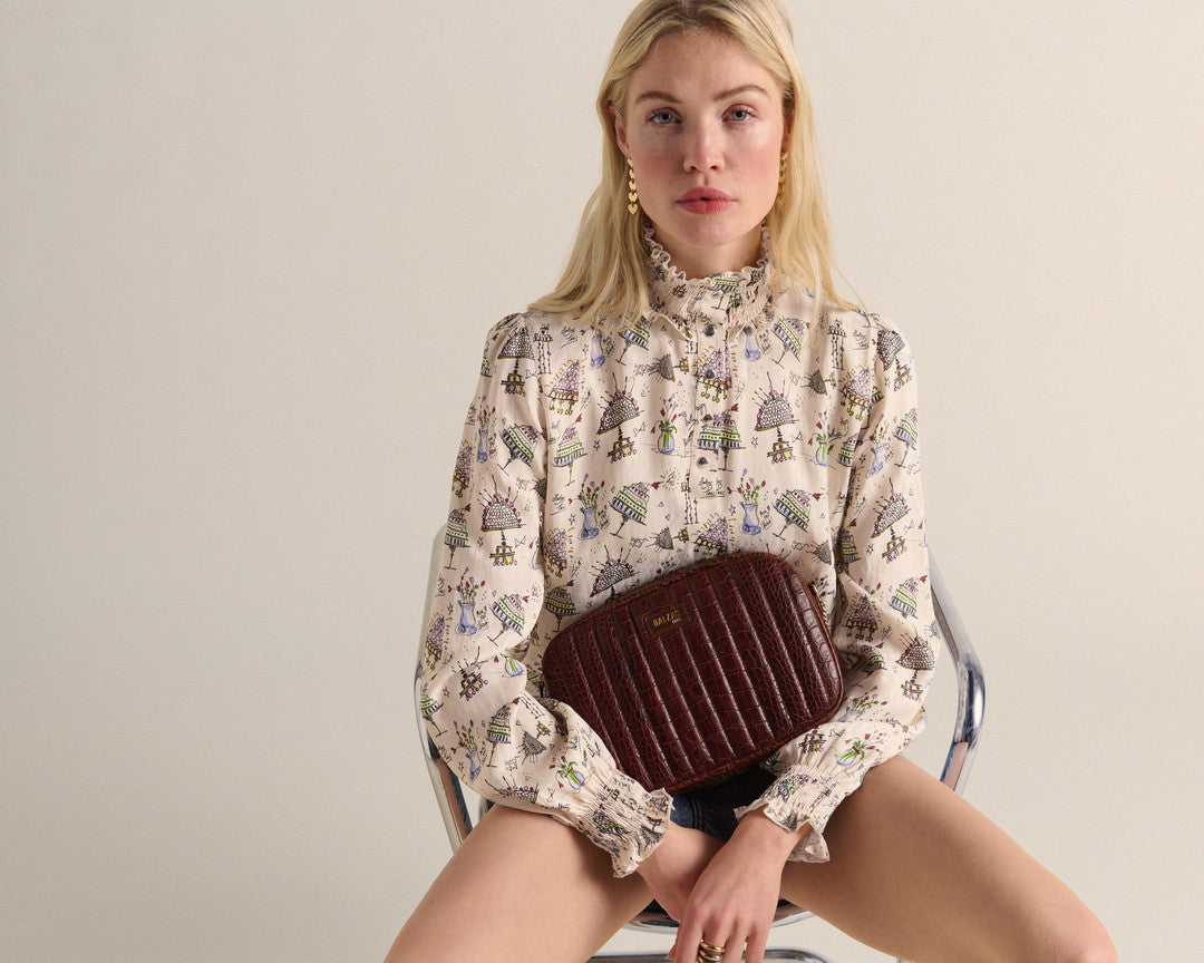 Sac Grand César cognac embossé