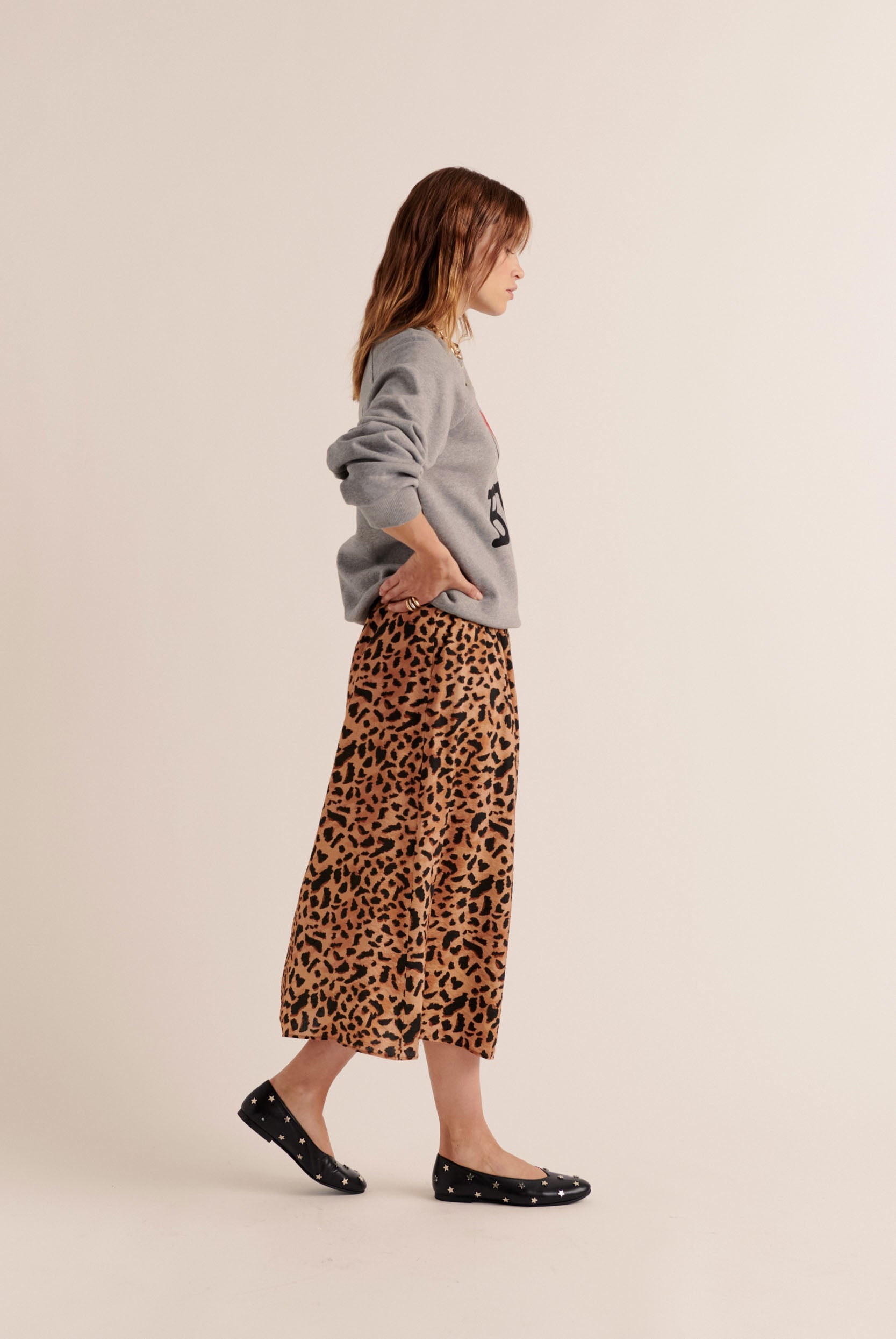 Jupe Sally imprimé guépard cappuccino