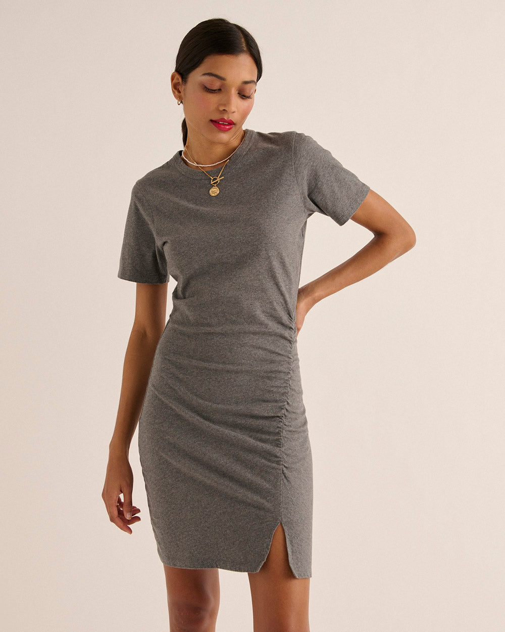Robe Floréal gris anthracite