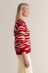Cardigan Giboulé rouge et écru