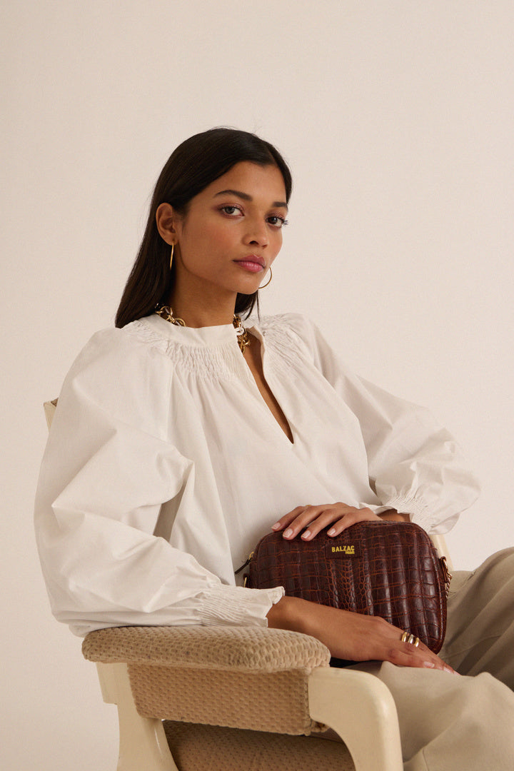 Sac César cognac embossé