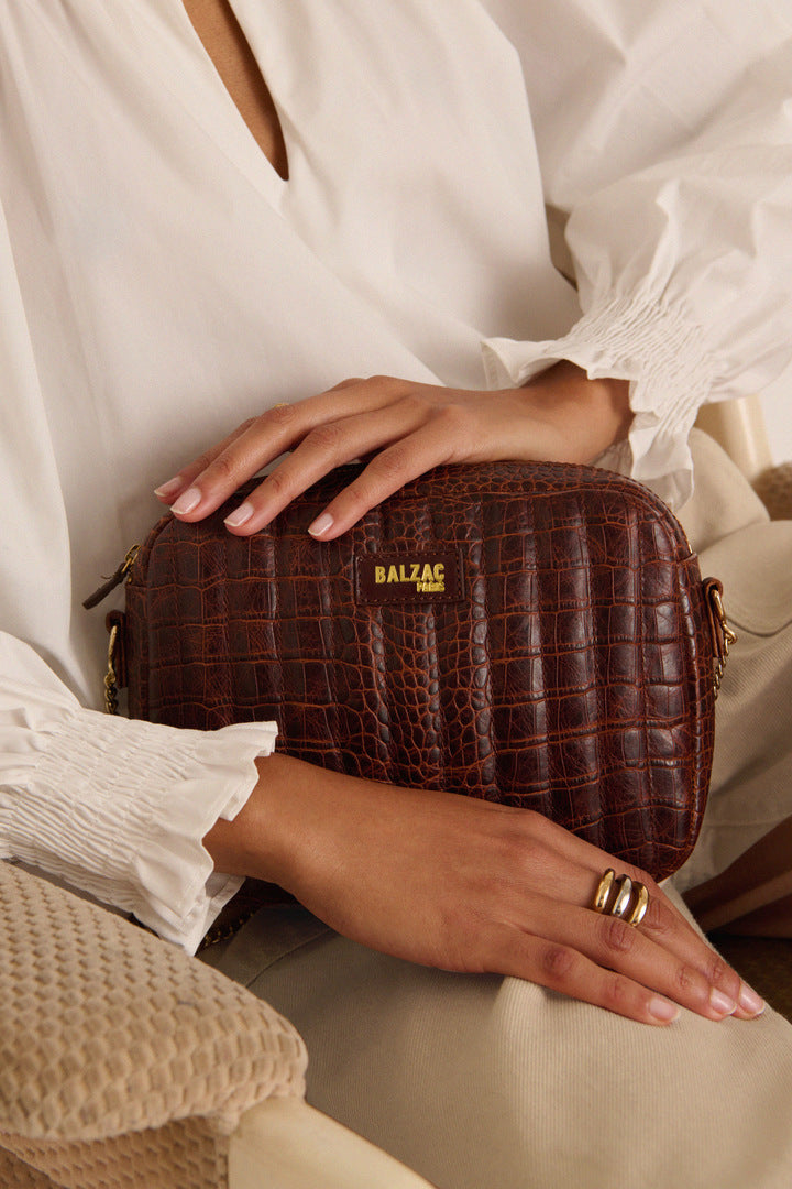 Sac César cognac embossé