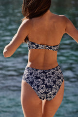 Maillot de bain Ariane imprimé flower party marine et écru