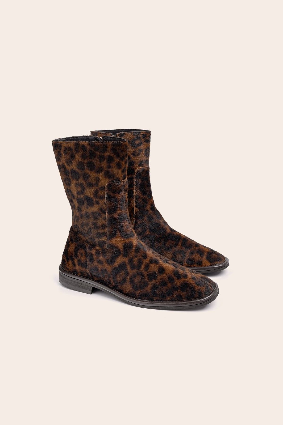 Bottines Léandra pony léopard fauve