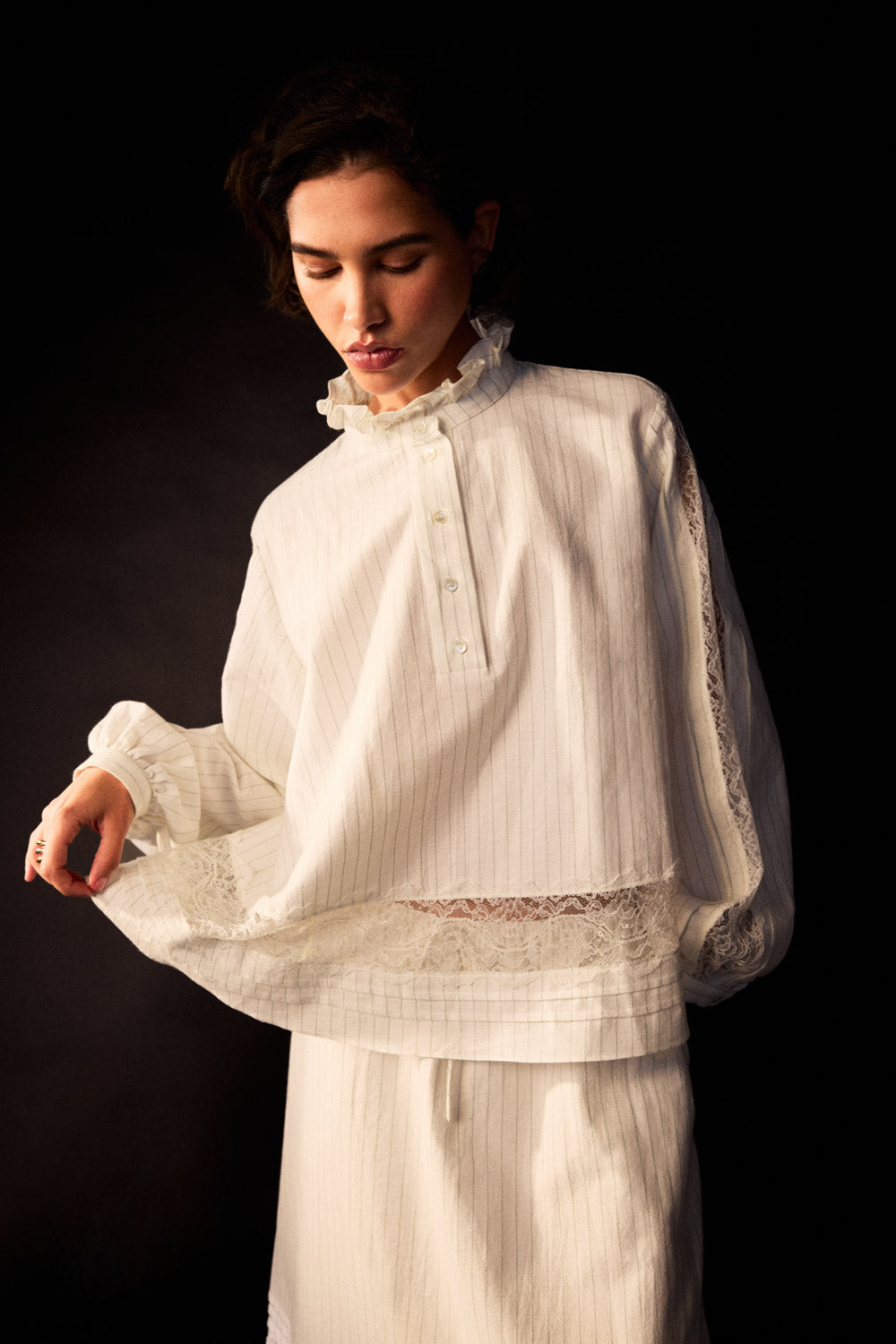 Blouse Eloise rayures vert et écru