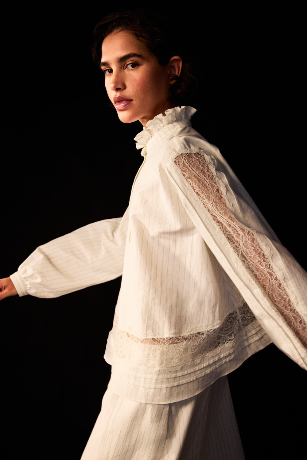 Blouse Eloise rayures vert et écru