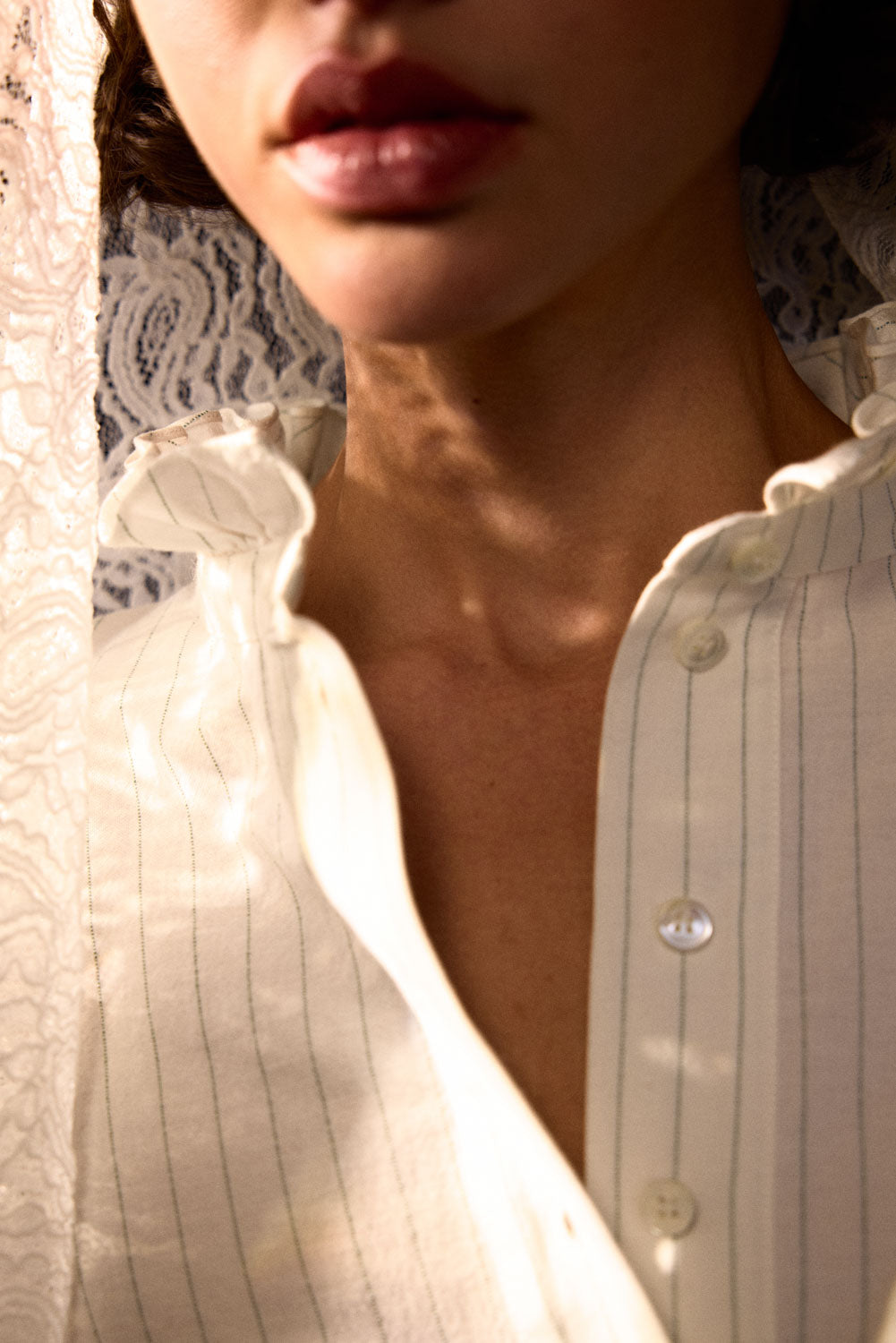 Blouse Eloise rayures vert et écru